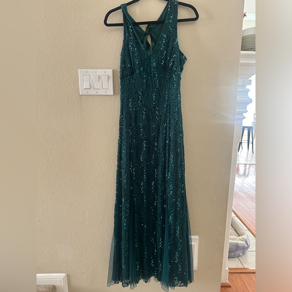 Emerald green formal sequin dress